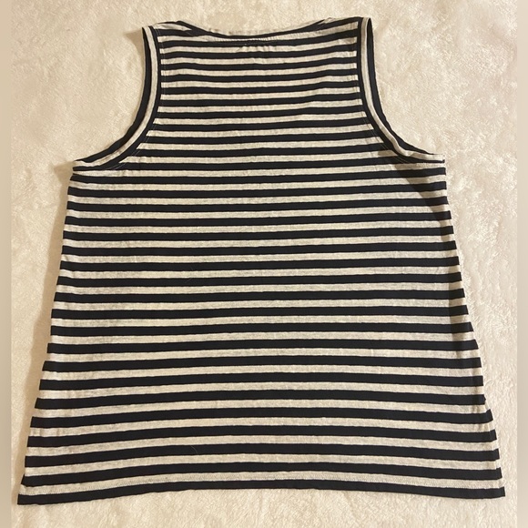 J. Crew Womens Navy and White Striped V-neck Sleeveless Tank Top - Picture 2 of 9